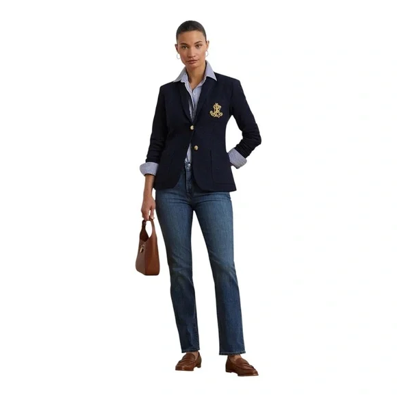 Lauren Ralph Lauren Bullion Jacquard Blazer Lauren Navy - Picture 4 of 7